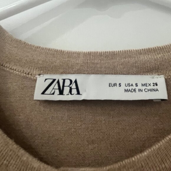 Zara Tan Cardigan with Gold Buttons - Women's Size Small - Picture 2 of 3